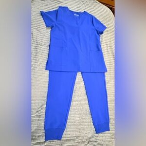 Women's Mandala scrub set with Jogger Scrub Pants in Cobalt Blue